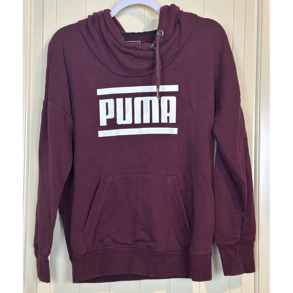 Puma womens‎ maroon hooded hoodie sweatshirt sz S